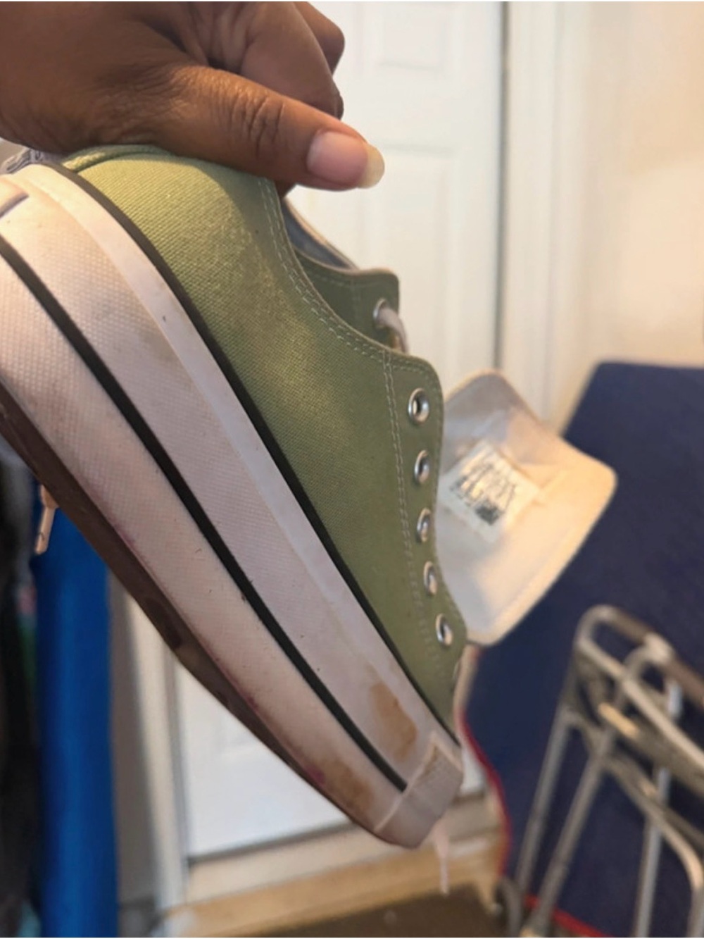 Converse Low Top Sneakers - Light Olive Green & White - Picture 3 of 4